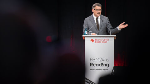 Ministerpräsident Boris Rhein bei der Eröffnung der Frankfurter Buchmesse.
